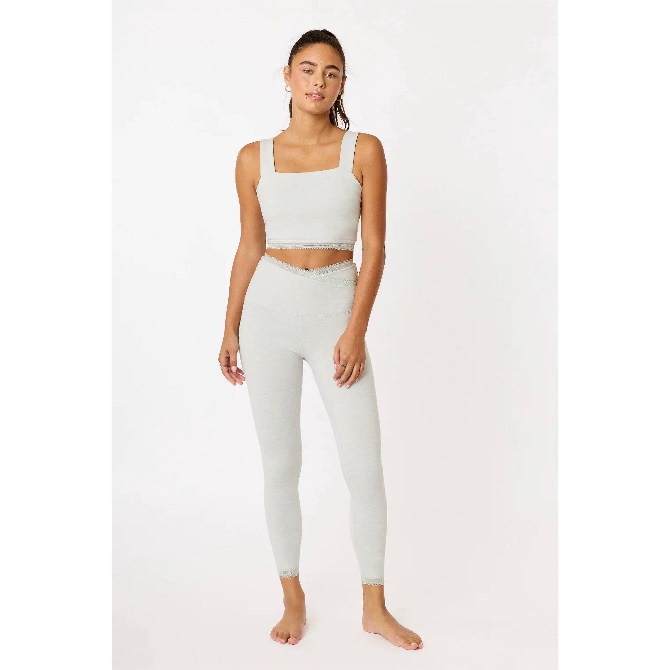 New Cream Yoga Lena Overlap Waistband Leggings In Snow